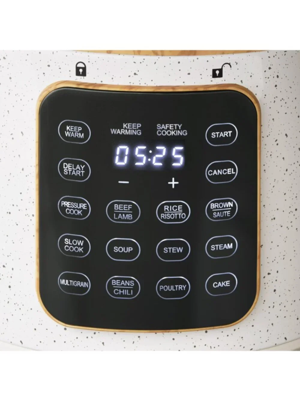 The Pioneer Woman White Touch Display Linen Speckle Electric Pressure Cooker